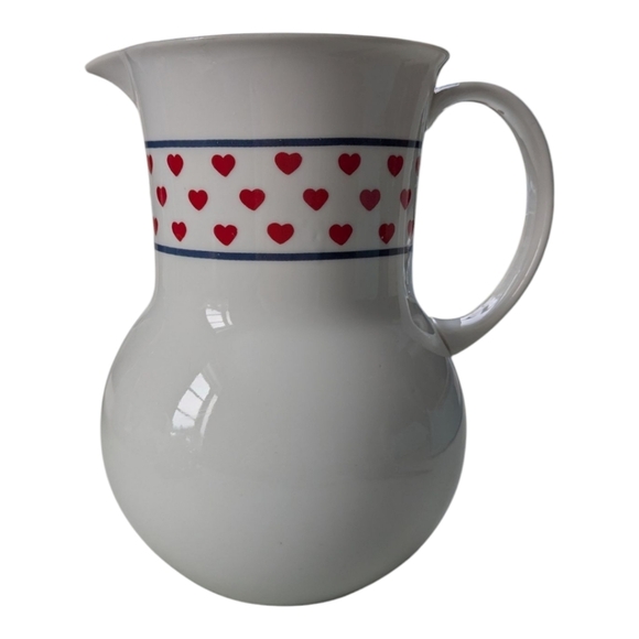 Copco Country Vintage Pitcher Caraf Japan Porcelain Hearts Farmhouse Cottagecore - Picture 2 of 9